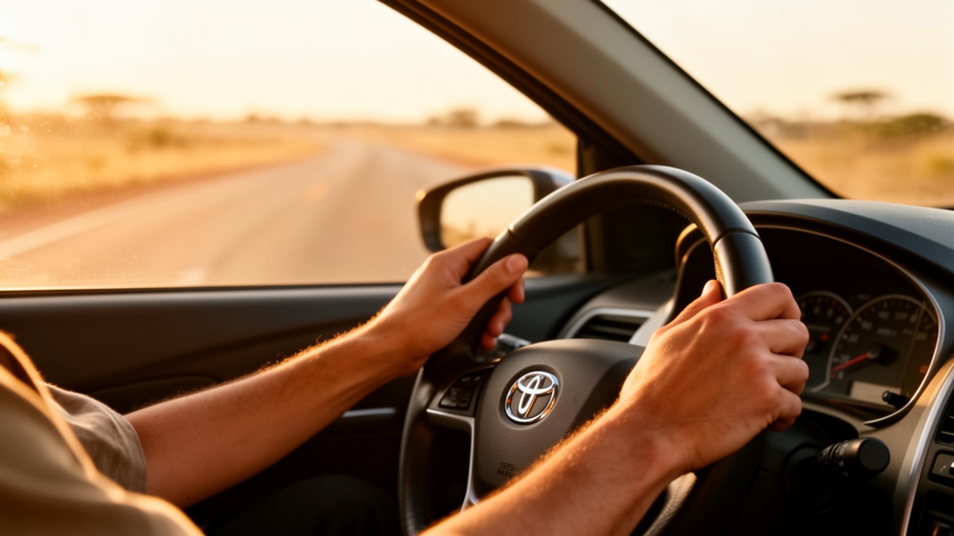 Motorista ao volante em estrada brasileira durante a tarde